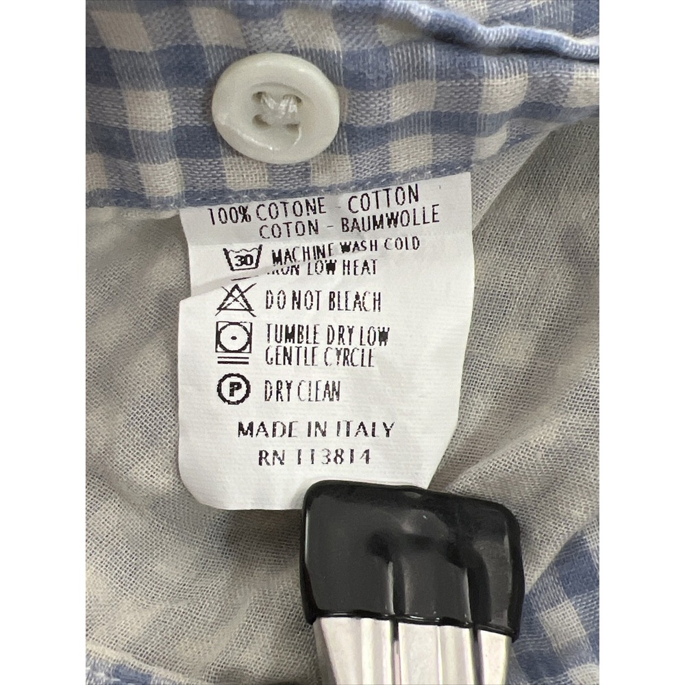 Billy Reid‎ Blue & White Long Sleeve Casual Button Up Plaid Shirt XL, ITALY - Picture 8 of 8